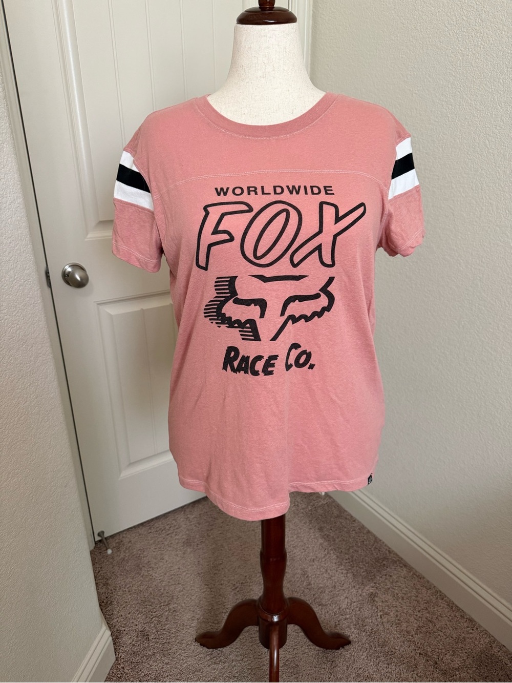 Fox Racing Worldwide Race Co Pink Varsity Tee - L